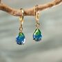 Annie Blue And Green Charm Gold Hoop Earrings, thumbnail 1 of 2