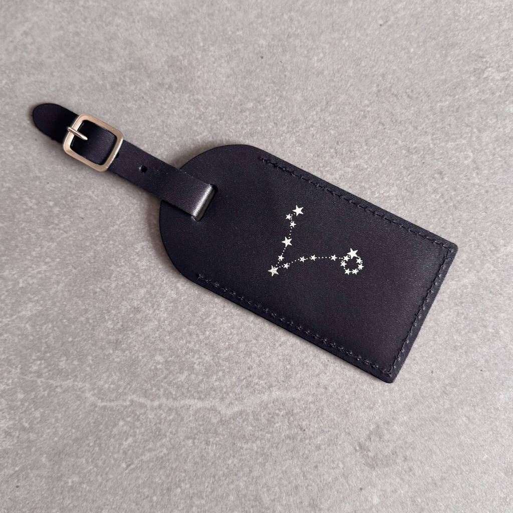 Zodiac Leather Luggage Tag – Personalised Travel Gift, 1 of 7