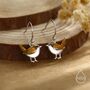 Sterling Silver Wren Bird Drop Hook Earrings Earrings, thumbnail 2 of 11
