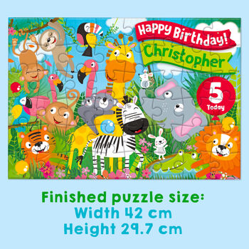 Personalised Jungle Fun Birthday Jigsaw Puzzle, 4 of 13