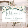 Wedding Welcome Sign White And Dark Green Floral, thumbnail 2 of 7