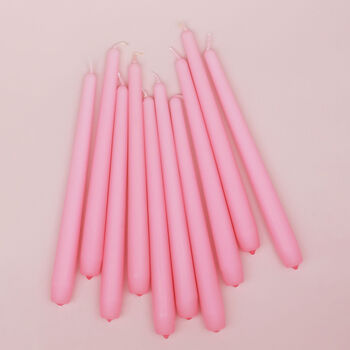 G Decor Pastelaria Set Of Two, 10 Or 20 Baby Pink Tall Pastel Dinner And Taper Candles, 2 of 3