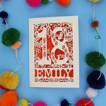 Personalised 18th Birthday Card Papercut Woodland Design, 9 of 11