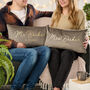 Personalised Mr And Mrs Velvet Cushion Set, thumbnail 1 of 3