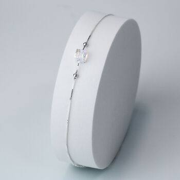 Sterling Silver Iridescent Cube Bead Bracelet, 2 of 6