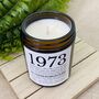 Personalised 50th 1973 Timeline Birthday Amber Candle, thumbnail 2 of 5