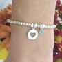 Sterling Silver Heart And Birthstone Bracelet, thumbnail 2 of 9