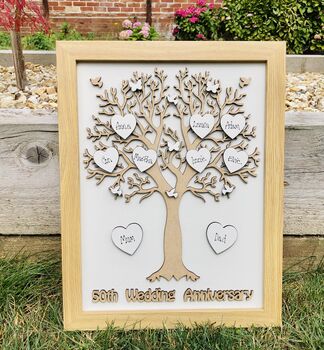 Personalised Family Tree Framed Wooden Auntie Gift, 2 of 7