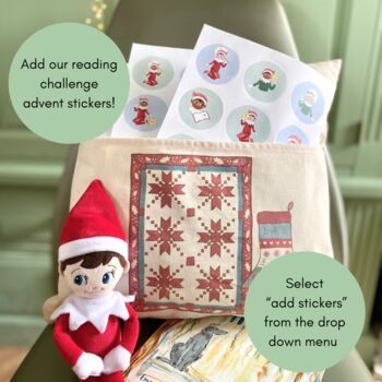 Personalised Christmas Elf Bedtime Reading Cushion, 2 of 12