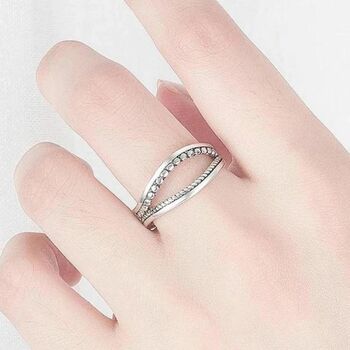 Double Layer Vintage Punk Adjustable Silver Link Ring, 5 of 7