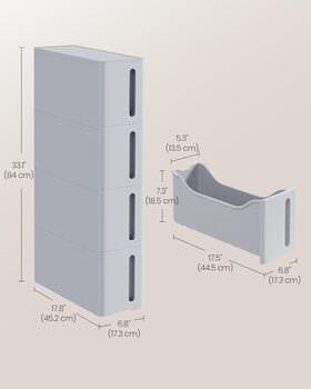 Narrow Plastic Storage Drawers Organising Unit On Wheels, 3 of 8