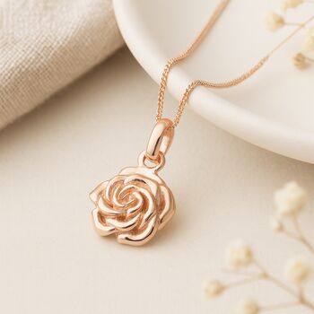 Personalised Rose Gold Plated Sterling Silver June Birth Flower Pendant Necklace, 4 of 9