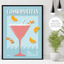 Cosmopolitan Cocktail Print Four Colour Options, thumbnail 1 of 8