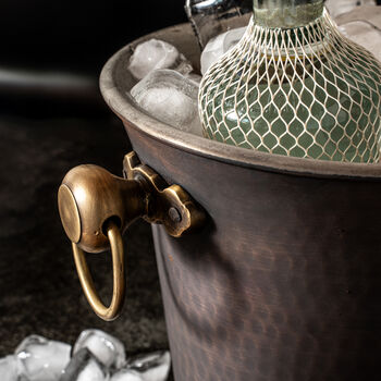 Solid Copper Ice Bucket, Hammered Surface, 4 of 12