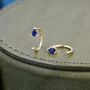 Sapphire Blue Cz Droplet Huggie Hoop Earrings Two, thumbnail 2 of 12