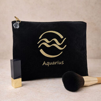 Personalised Velvet Zodiac Star Sign Makeup Bag Birthday Gift For Her, 7 of 11