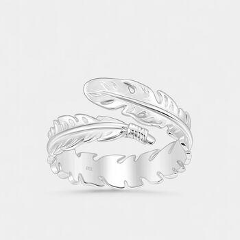 Sterling Silver Adjustable Feather Ring, 4 of 5