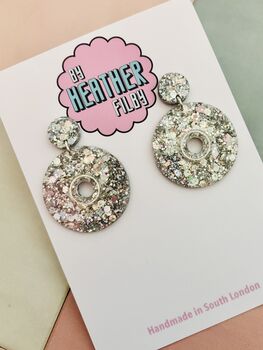 CD Statement Earrings / 90s Nostalgia Mixtape Gift / Holographic Music Jewellery / Gift For Music Lovers, 6 of 6