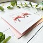 Handmade New Baby Card. Satin Bow With Charm. Twins, thumbnail 3 of 12