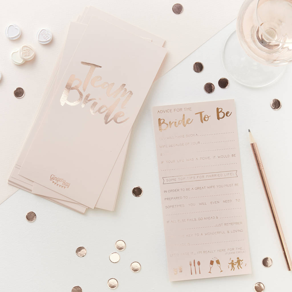 Pink And Rose Gold Advice For The Bride To Be Cards, 1 of 3