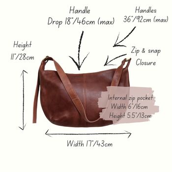 Leather Crescent Crossbody Shoulder Bag, 9 of 10