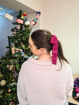 Deep Pink Glitter Hair Bow, 3 of 4