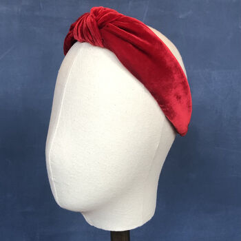 Ruby Red Silk Velvet Knotted Headband, 2 of 2