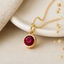 Personalised Gold Plated Sterling Silver July Ruby Birthstone Necklace, thumbnail 1 of 10