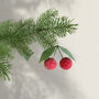 Christmas Spun Cotton Cherry Decoration, 6cm, thumbnail 1 of 2