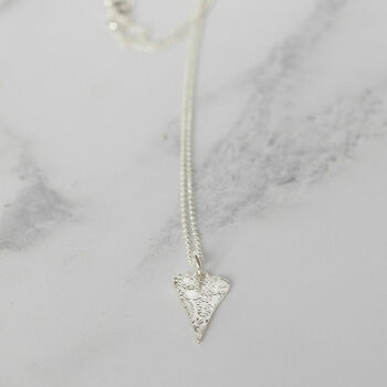 Sterling Silver Textured Long Heart Pendant, 2 of 5