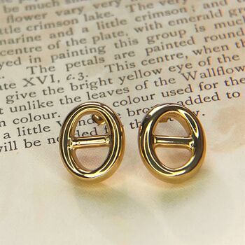 Oval Bar Gold Plated Sterling Silver Stud Earrings, 3 of 5