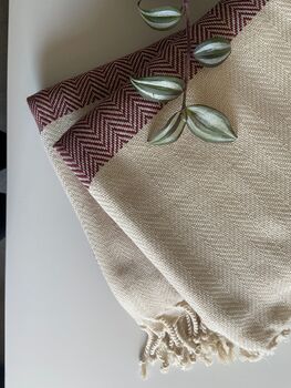 Herringbone Design Burgundy Sofa Throw, 3 of 6