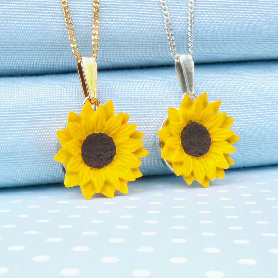Hand Painted Sunflower Pendant Necklace, 1 of 4
