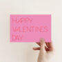 Pink Red Modern Happy Valentine's Typography Card, thumbnail 1 of 4