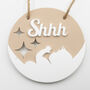 Shhh Nursery Door Sign – Beige Round Acrylic, thumbnail 1 of 7
