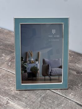 Isaac Jacobs Turquoise And Silver Tone Border Photo Frame, 2 of 3