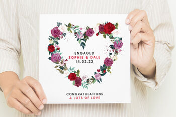 Personalised Floral Heart Engagement Card, 2 of 2