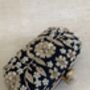Black Handcrafted Embroidered Pearl Oval Clutch Bag, thumbnail 9 of 10