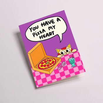 Pizza Cat Greetings Card, 2 of 3