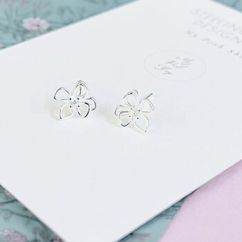 Sterling Silver Flower Petal Earrings, 2 of 6