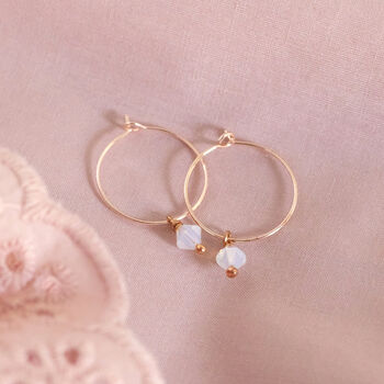 White Opal Swarovski Crystal Hoop Earrings, 2 of 7