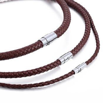 Handcrafted Steel Clasp Leather Necklace Black Or Brown, 2 of 7