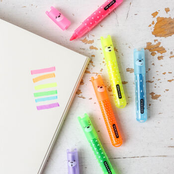 Mini Teddy Highlighters Pack Of Six, 2 of 5