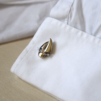 Sailboat Cufflinks Silver Nautical Gift For Sailors And Ocean Lovers, 2 of 5