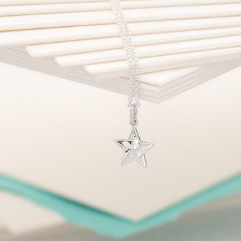 Sterling Silver Origami Star Necklace, 2 of 6