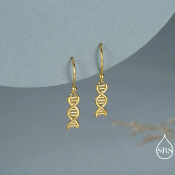 Dna Molecular Structure Drop Hook Earrings In Sterling Silver, 6 of 11