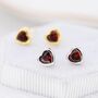 Tiny Garnet Red Cz Heart Stud Earrings, thumbnail 5 of 12