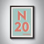 N20 Barnet London Postcode Typography Print, thumbnail 6 of 10