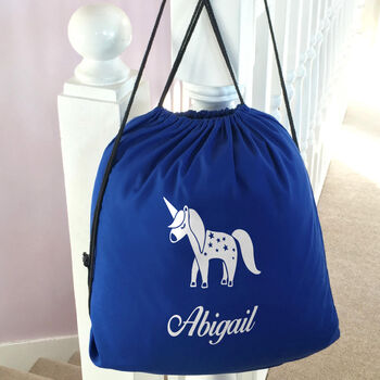 Personalised Unicorn Child's Pe Kit Bag, 3 of 6