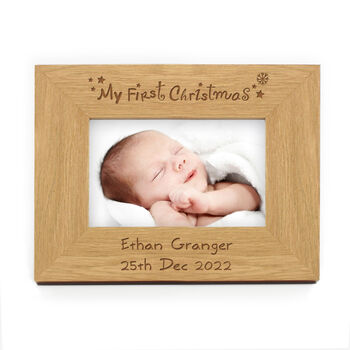 Personalised Oak Finish My First Christmas Photo Frame, 2 of 2